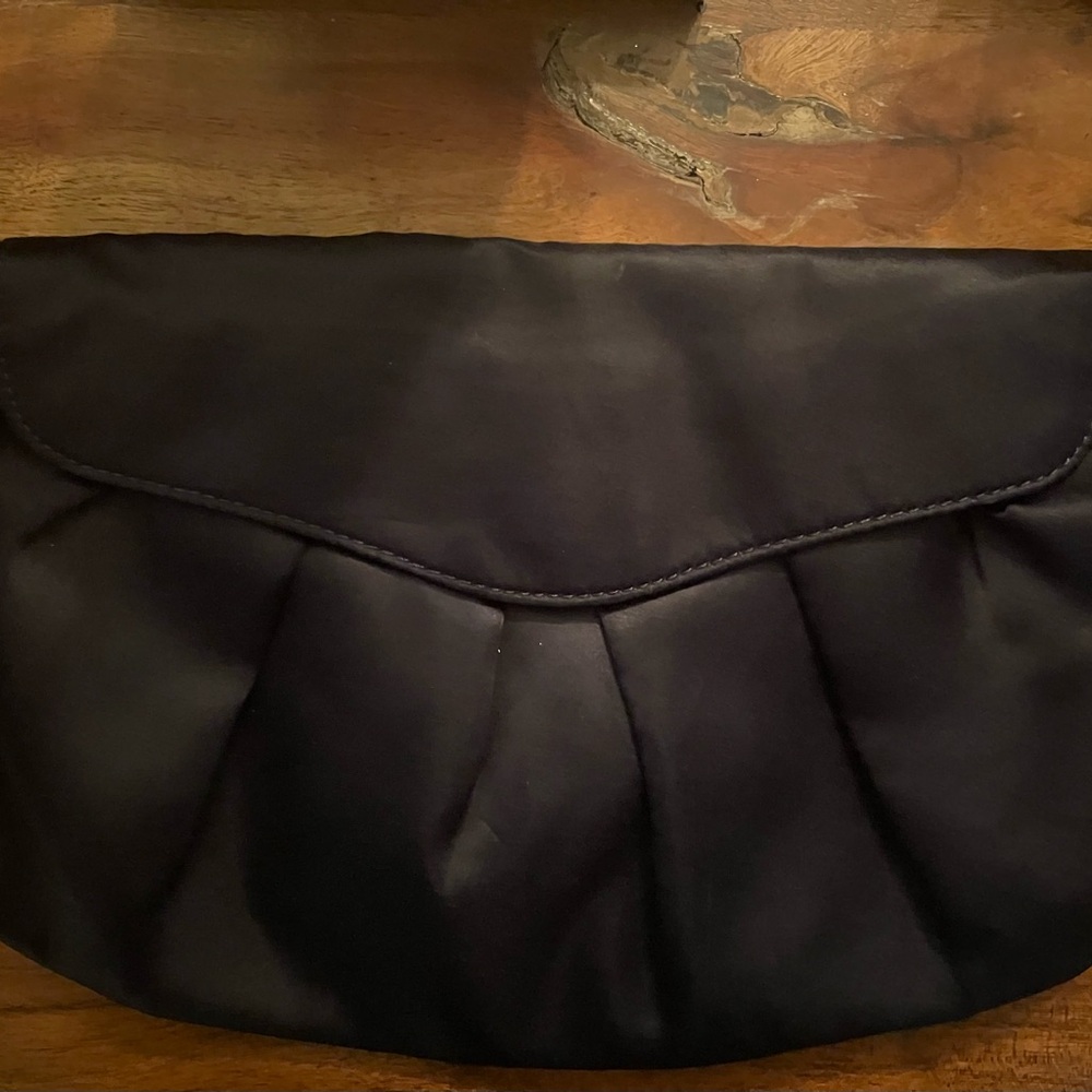 Elegant Nine West Black Satin Clutch Bag